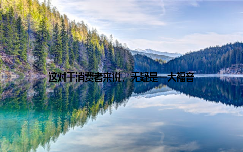 这对于消费者来说, 无疑是一大福音