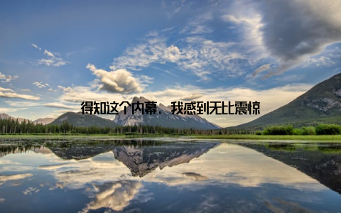 得知这个内幕, 我感到无比震惊