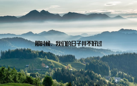 那时候, 我们的日子并不好过