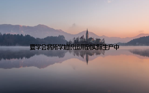 要学会将所学知识运用到实际生产中