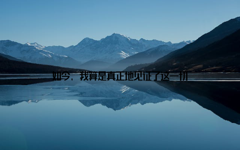 如今, 我算是真正地见证了这一切