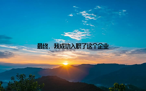 最终, 我成功入职了这个企业